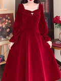 Amozae-dress to impress party dress nye outfits red velvet dress autumn and winter YM712