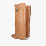 Amozae Comfy Leather Hidden Wedge Heel Roman Boots
