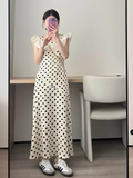 Amozae-dress to impress party dress nye outfits Women's summer square neck polka dot satin dress YM1538