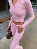 Amozae-Strick-Zweiteiler mit Reißverschluss- Streetwear y2k outfits Fall Outfits Christmas Thanksgiving Gift New Year's Eve