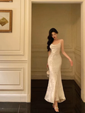Amozae-dress to impress party dress nye outfits Gorgeous Mermaid Spaghetti Straps Satin Prom Dresses Party Gown  YM1620