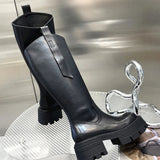 Amozae-Punk Style Women Knee High Boots Fashion Zippers Shoes Thick Heel Autumn Winter Ladies Knight Long Booties-Platform boots