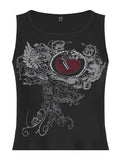 Amozae-Rib crop tank top with heart rhinestone motif- Streetwear y2k outfits Fall Outfits Christmas Thanksgiving Gift New Year's Eve