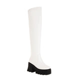 Amozae-Back To School Gifts High Hollow Heel Square Toe Boots