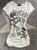 Amozae-Punk Vintage Skeleton T Shirt Women Clothes Streetwear Gothic Grunge White Tees Sexy Summer Emo Aesthetic Short Sleeve Y2k Top