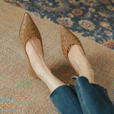 Amozae-2023 Women New Fashion Spring Autumn Low Thin Heels Shoes Office Ladies Pointed Toe Shallow Elegant Genuine Leather Party Pumps