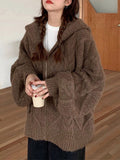 Amozae-Fall Outfits -Oversize hooded cardigan- Streetwear y2k outfits Fall Outfits Christmas Thanksgiving Gift New Year's Eve