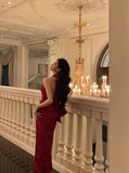 Amozae-dress to impress party dress nye outfits Sexy Red Halter Mermaid Prom Dress Print Floral Birthday Outfits YM1677