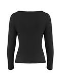 Amozae-Fall Outfits -Black long-sleeved knit top with lace trim- Streetwear y2k outfits Fall Outfits Christmas Thanksgiving Gift New Year's Eve