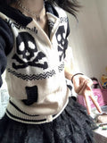 Amozae-Kawaii Skulls Zip Up Sweater Punk Sexy Winter Vintage Clothes Women Gothic Sweet Girl Harajuku Long sleeves Femme Y2k Sweaters