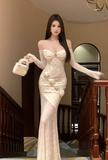 Amozae-birthday dress pretty outfits Gorgeous Off - Shoulder Ivory Lace Mermaid Maxi Dress