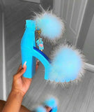 Amozae-Furry Chunky Heel Sandal