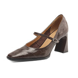 Amozae-French Chic Women's Mary Jane Flats Vintage Square Toe High Heels Shoes Casual Elegant Pumps for Dresses Spring Autumn Comfort