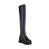 Amozae-Back To School Gifts High Hollow Heel Square Toe Boots