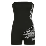 Amozae-Bodysuit Sexy Y2k Women Clothes Vintage 90s Dragon Print Punk Slim Streetwear Body Girl Jumpsuits High waist Tube top Bodysuits