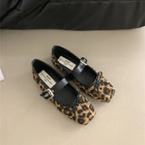 Amozae-Leopard Print Women Mary Jane Shoes Fashion Shallow Butterfly-knot Flats Retro Style Ladies Comfort Soft Sole Ballerina Shoes-Platform boots