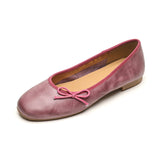 Amozae-New Women's Genuine Cowhide Leather Ballet Flats Bow Decor Soft Sole Flat Shoes Spring Autumn Low Cut Round Toe Casual Comfort