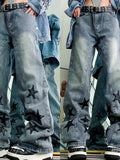 Amozae-Vintage Denim Star Patch Boyfriend Jeans/Vintage Denim Star Patch Boyfriend Jeans- Streetwear y2k outfits Fall Outfits Christmas Thanksgiving Gift New Year's Eve
