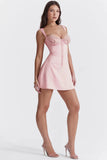 Amozae-nye outfits back to school dress  'Adriana' Rose Satin and Lace Mini Dress