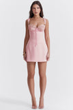 Amozae-nye outfits back to school dress  'Adriana' Rose Satin and Lace Mini Dress