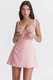 Amozae-nye outfits back to school dress  'Adriana' Rose Satin and Lace Mini Dress