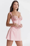Amozae-nye outfits back to school dress  'Adriana' Rose Satin and Lace Mini Dress