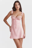 Amozae-nye outfits back to school dress  'Adriana' Rose Satin and Lace Mini Dress