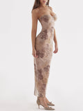 Amozae-nye outfits back to school dress  Aiza Cream Floral Print Maxi Dress