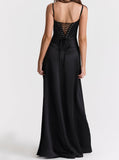 Amozae-nye outfits back to school dress  'Anabella' Black Lace Maxi Dress