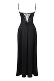 Amozae-nye outfits back to school dress  'Anabella' Black Lace Maxi Dress