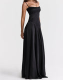 Amozae-nye outfits back to school dress  'Anabella' Black Lace Maxi Dress