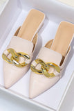 Amozae-Pointed Toe Chain Loafer Slides