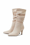 Amozae-Suede Pointed Toe Pleated Stiletto Heels Ankle Boots