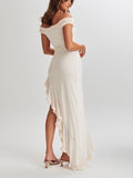 Amozae-nye outfits back to school dress  Arielle Off Shoulder Ruffle Midi Dress