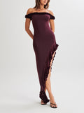 Amozae-nye outfits back to school dress  Arielle Off Shoulder Ruffle Midi Dress