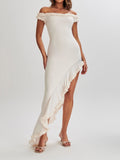 Amozae-nye outfits back to school dress  Arielle Off Shoulder Ruffle Midi Dress