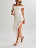 Amozae-nye outfits back to school dress  Arielle Off Shoulder Ruffle Midi Dress