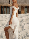 Amozae-nye outfits back to school dress  Arielle Off Shoulder Ruffle Midi Dress