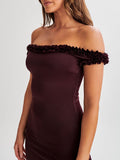 Amozae-nye outfits back to school dress  Arielle Off Shoulder Ruffle Midi Dress