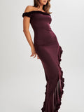 Amozae-nye outfits back to school dress  Arielle Off Shoulder Ruffle Midi Dress