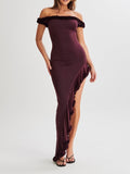 Amozae-nye outfits back to school dress  Arielle Off Shoulder Ruffle Midi Dress