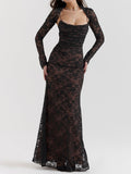 Amozae-nye outfits back to school dress  Artemis Black Lace Maxi Dress