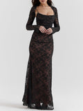 Amozae-nye outfits back to school dress  Artemis Black Lace Maxi Dress