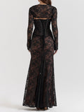 Amozae-nye outfits back to school dress  Artemis Black Lace Maxi Dress