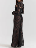 Amozae-nye outfits back to school dress  Artemis Black Lace Maxi Dress