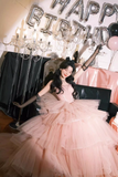 Amozae-dress to impress party dress nye outfits Strapless Dress Evening Dress Pink Super Fairy Light Tulle Birthday Dress Princess Gown YM1635