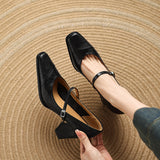 Amozae-French Chic Women's Mary Jane Flats Vintage Square Toe High Heels Shoes Casual Elegant Pumps for Dresses Spring Autumn Comfort