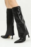 Amozae-Pointed Toe Knee-High Trouser Boots