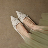 Amozae-New Women's Slip-On Wedge Heel Pointed Toe Shallow Butterfly-knot Decorated Casual Pumps Cute Versatile Flats for Office Commute
