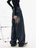 Amozae-Dark washed vintage baggy boyfriend jeans- Streetwear y2k outfits Fall Outfits Christmas Thanksgiving Gift New Year's Eve